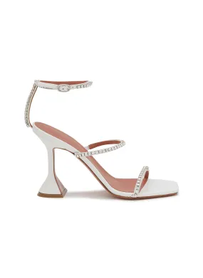 -----------AMINA MUADDI  ---- ------------WHITE ----Gilda 95 Leather Heeled Sandals --