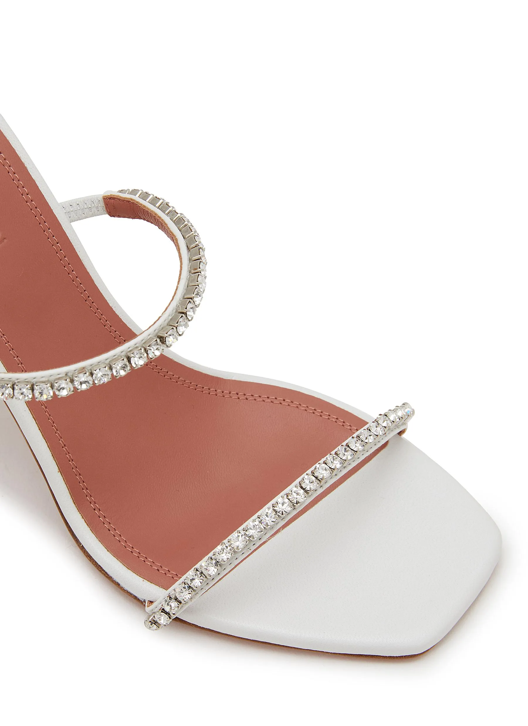 -----------AMINA MUADDI  ---- ------------WHITE ----Gilda 95 Leather Heeled Sandals --