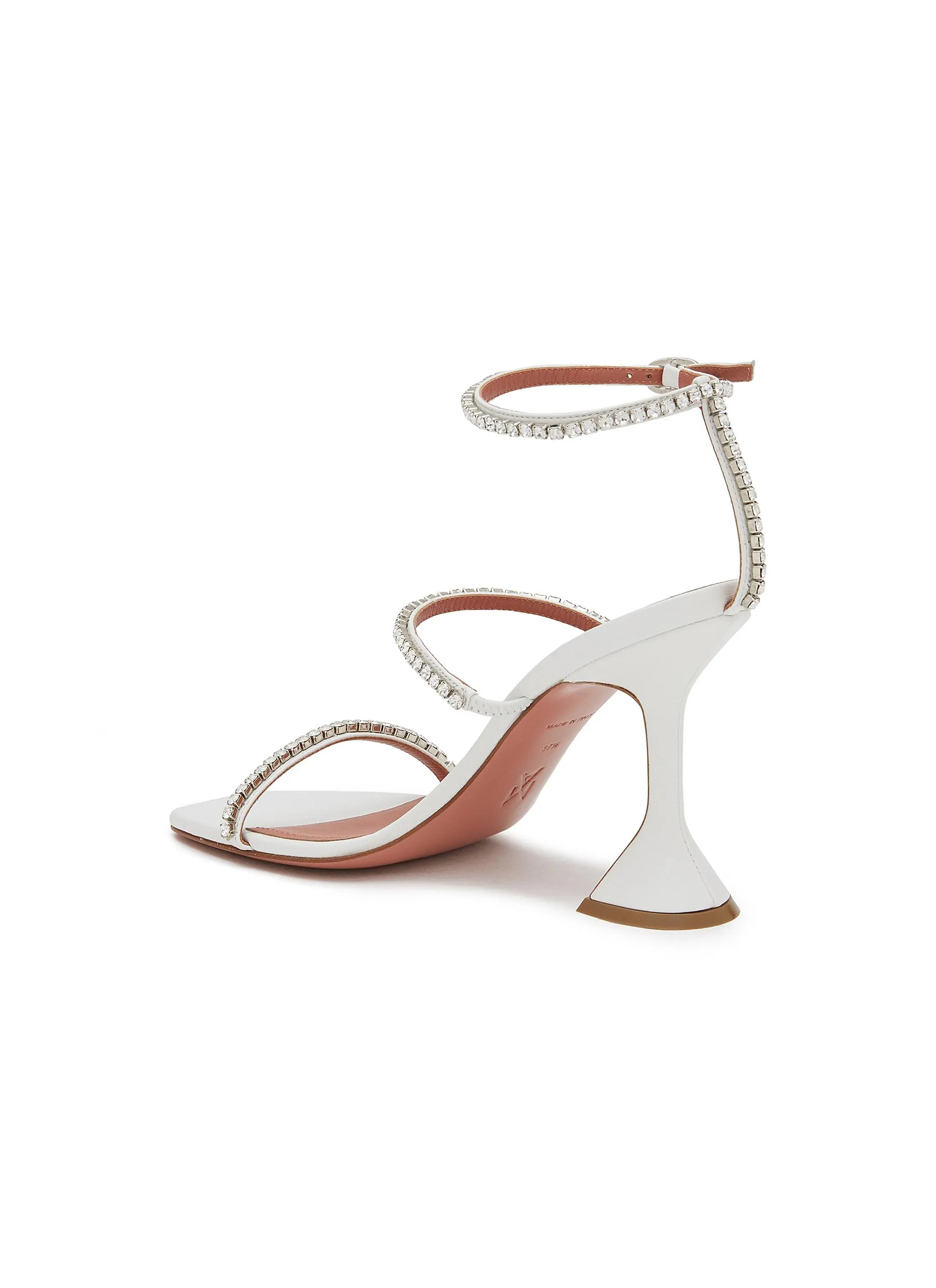 -----------AMINA MUADDI  ---- ------------WHITE ----Gilda 95 Leather Heeled Sandals --