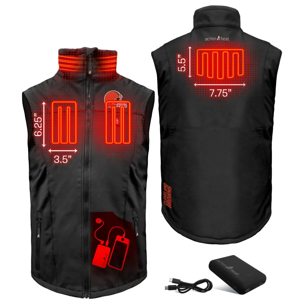 ActionHeat Cleveland Browns 5V Men's Softshell Battery Heated Vest