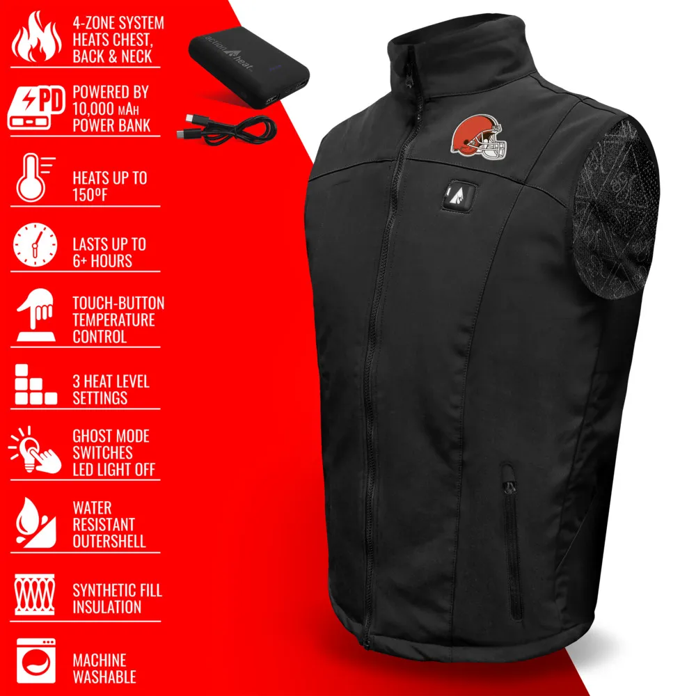 ActionHeat Cleveland Browns 5V Men's Softshell Battery Heated Vest