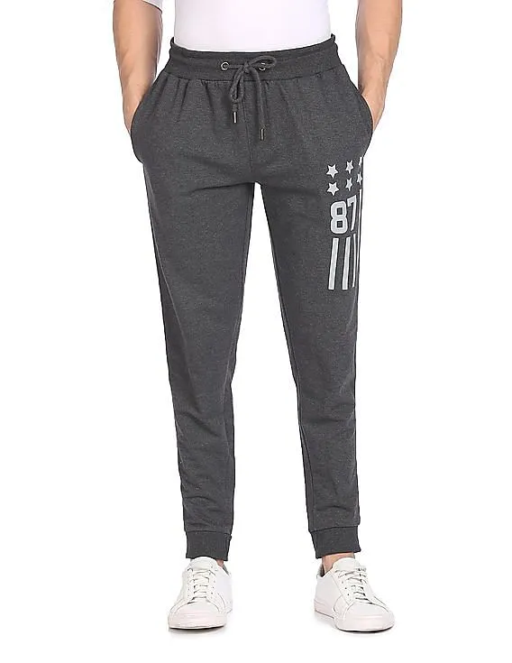 Aeropostale Men Charcoal Brand Print Heathered Joggers