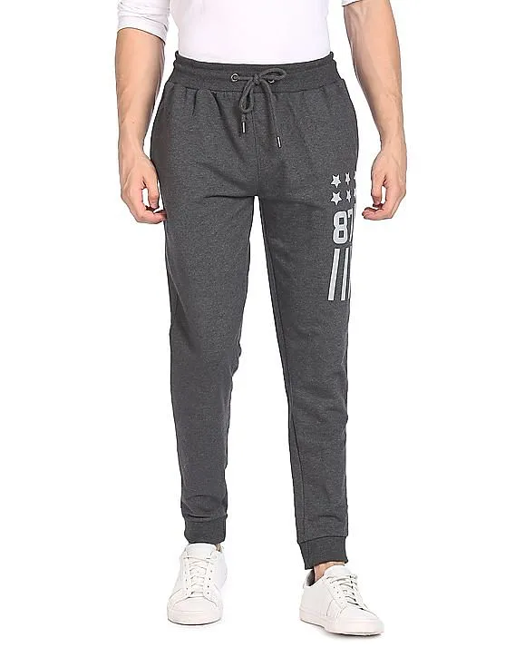 Aeropostale Men Charcoal Brand Print Heathered Joggers