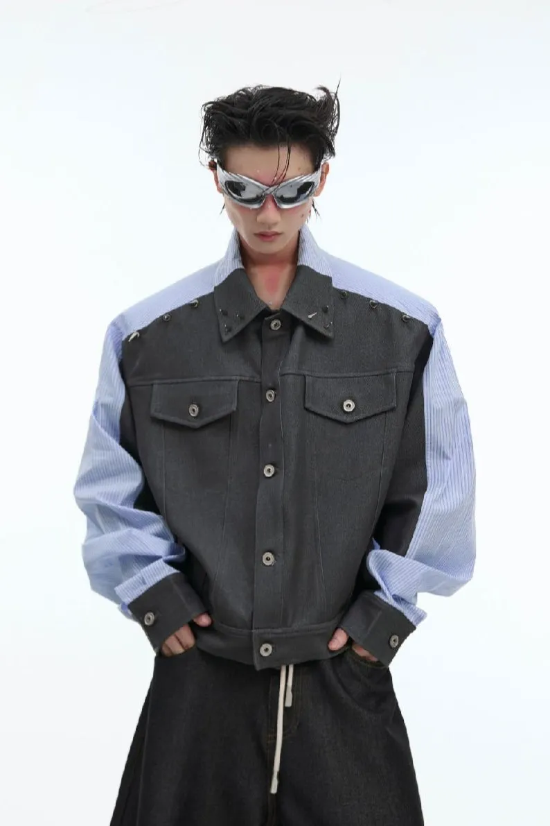 Asymmetrical Studded Oversized Jacket Shirt