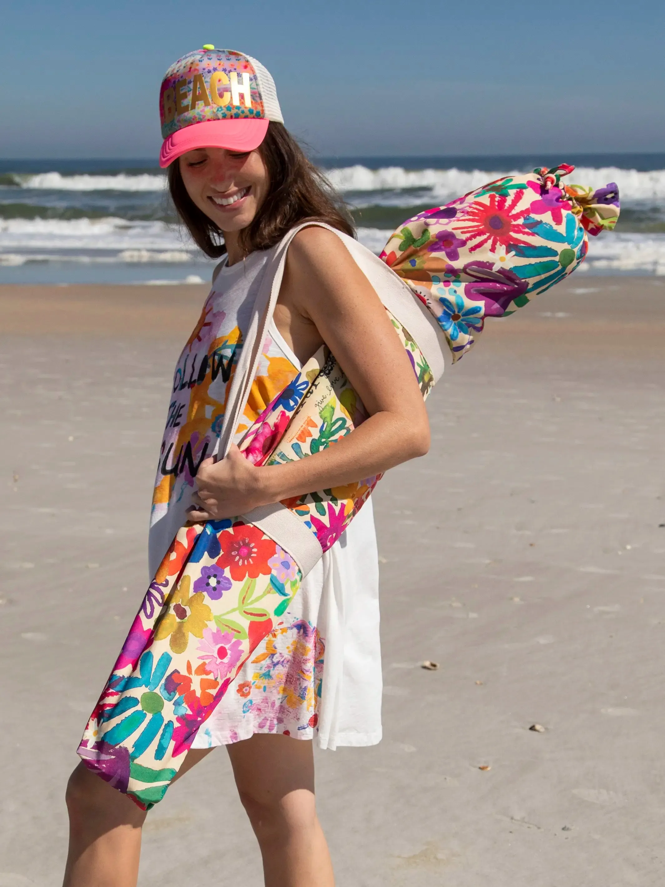 Beach Umbrella - Bright Floral Garden