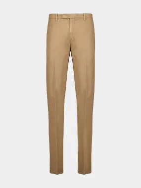 Beige Pressed-Crease Trousers