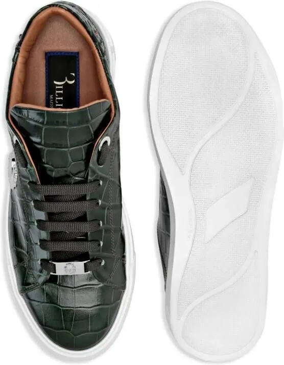 Billionaire crocodile-embossed leather sneakers Green