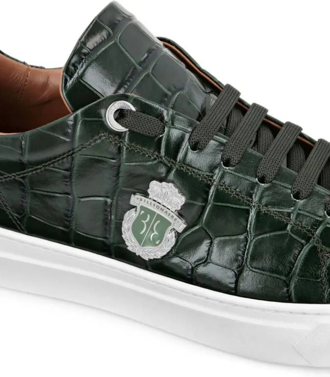 Billionaire crocodile-embossed leather sneakers Green