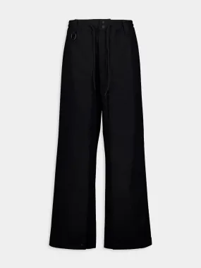 Black Cotton Drawstring Trousers