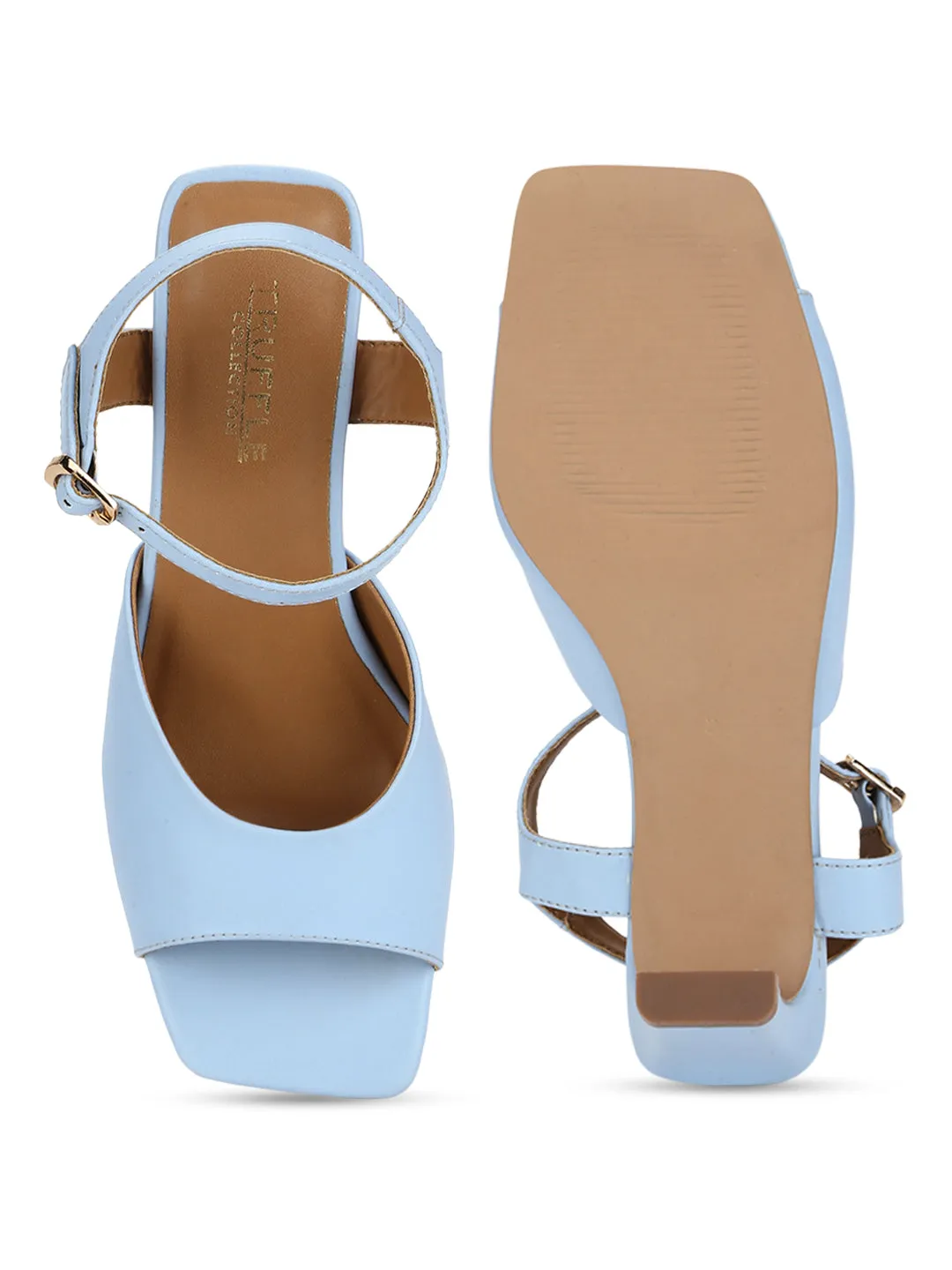 Blue PU Slim Block Sandals (TC-ST-1229-BLUPU)