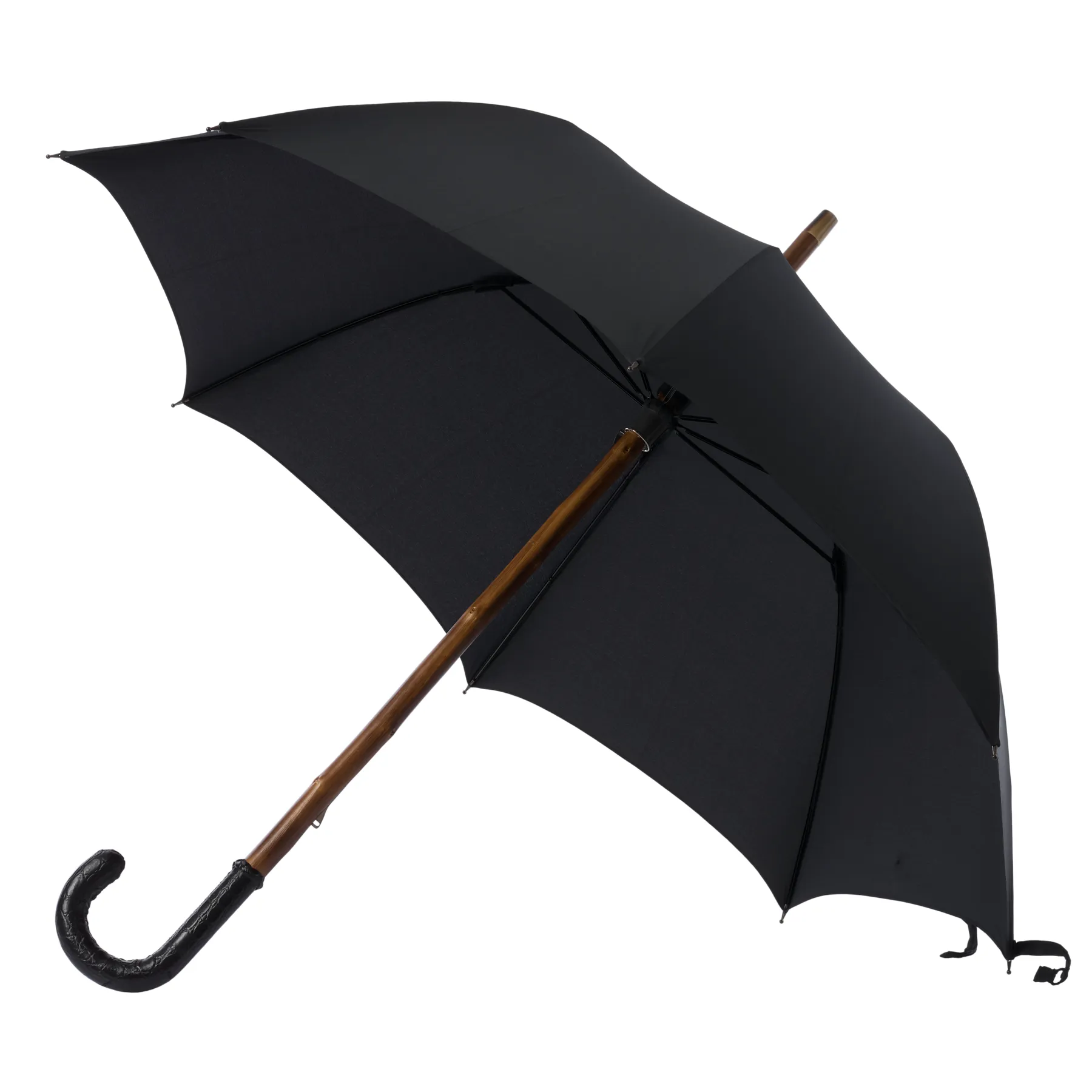  Bontoni Leather-Handle Umbrella in Black