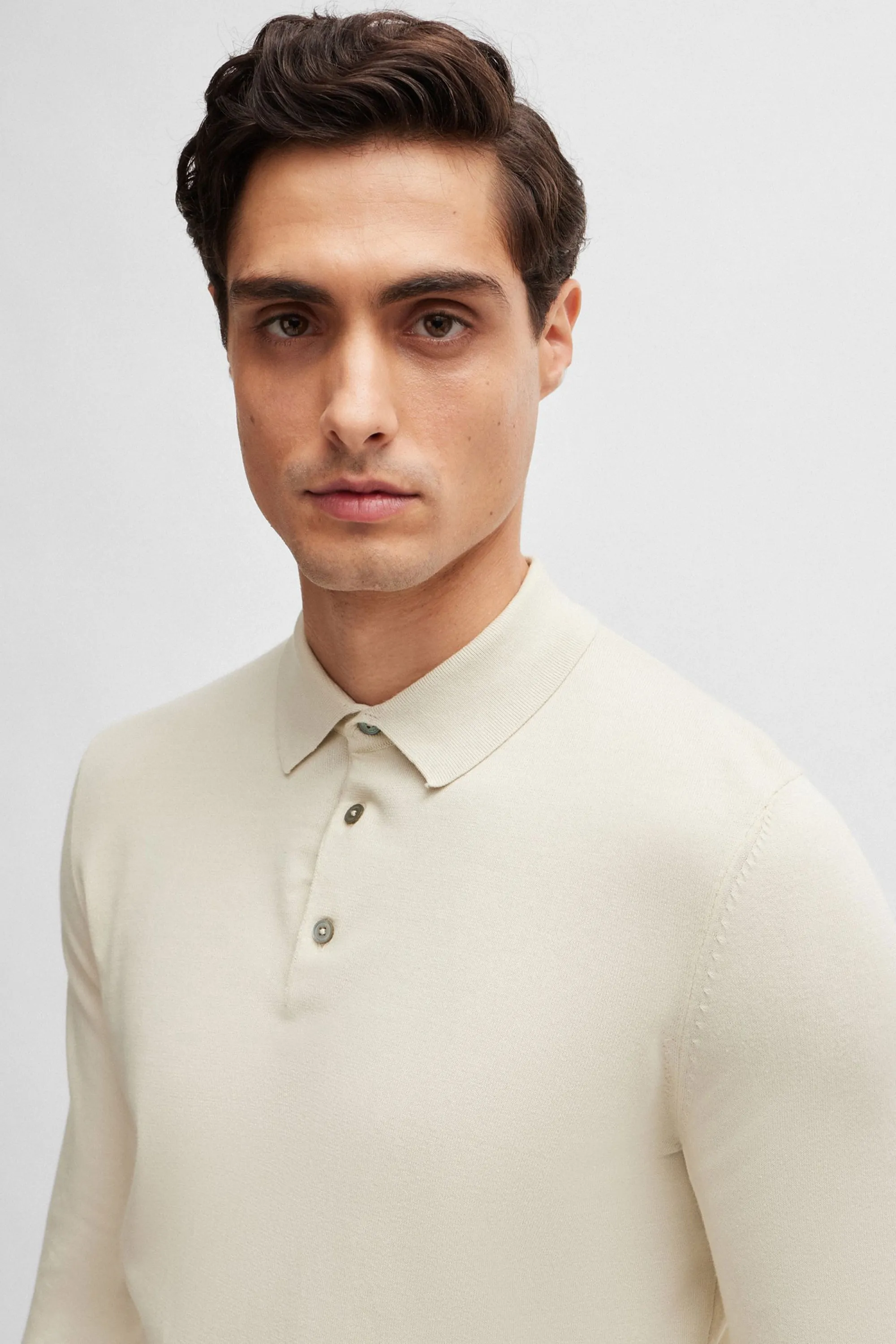 Boss Gemello Knitted Polo Open White