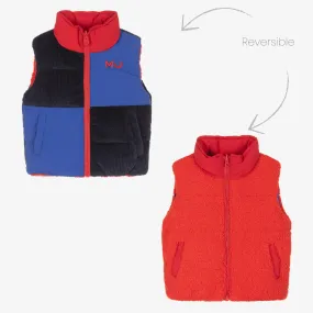 Boys Blue & Red Reversible Fleece Gilet