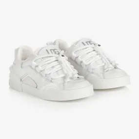 Boys White Leather Trainers