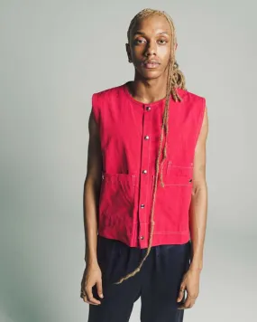 Canvas Snap Vest - Red Sunny Dried