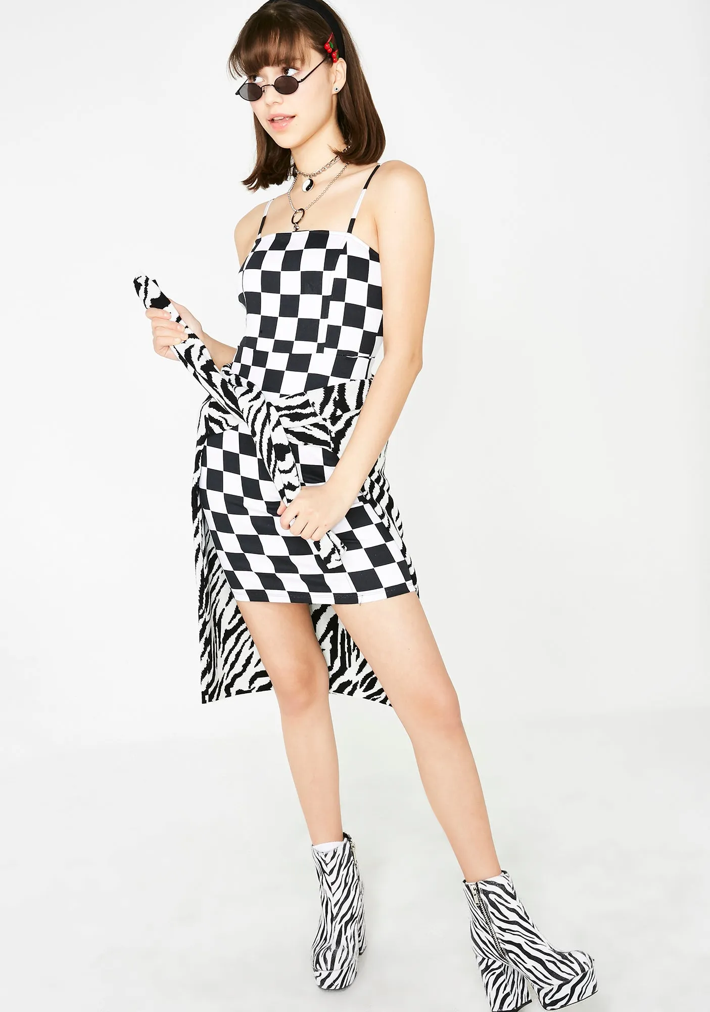 Checkered Boco Dress-