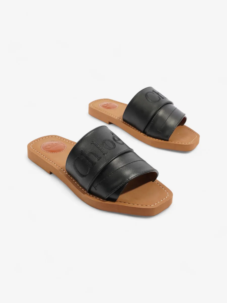 Chloe Woody Sandals Black Leather EU 37 UK 4