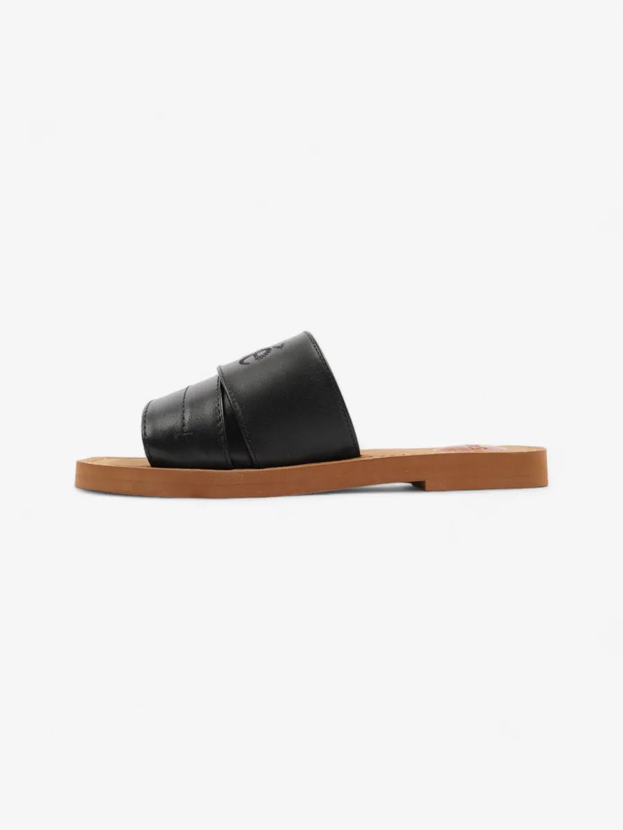 Chloe Woody Sandals Black Leather EU 37 UK 4