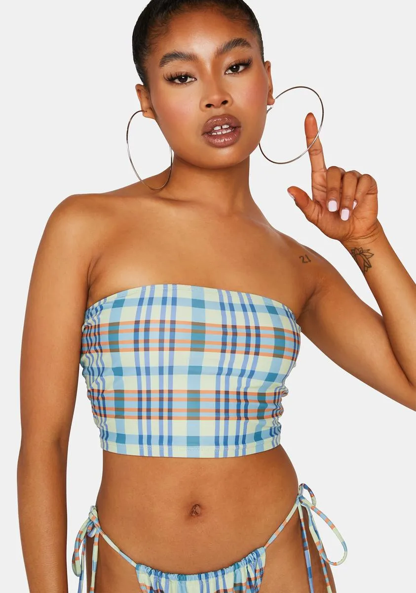 Colour Plaid Troya Tube Bikini Top-