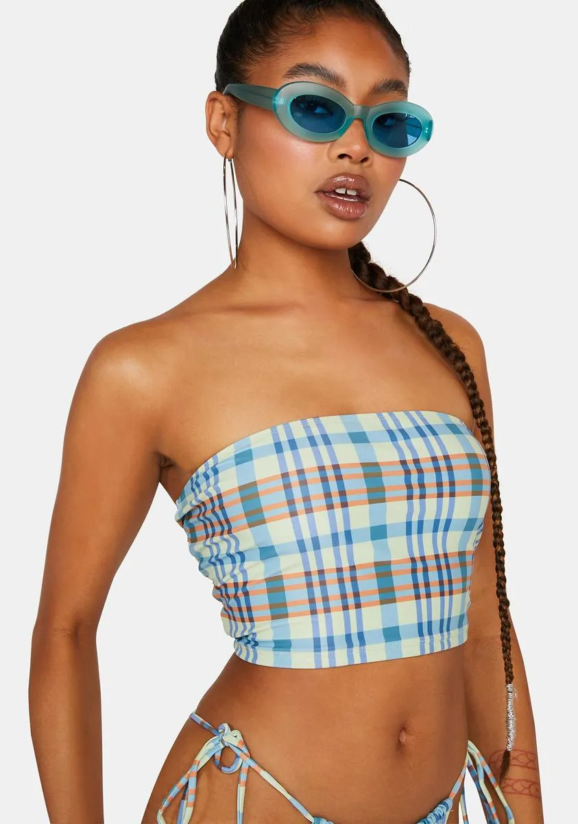 Colour Plaid Troya Tube Bikini Top-