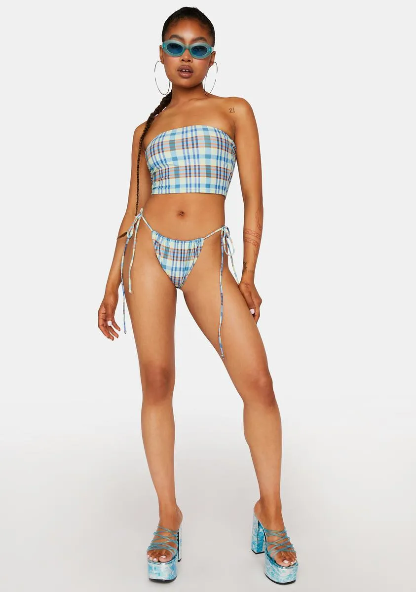 Colour Plaid Troya Tube Bikini Top-