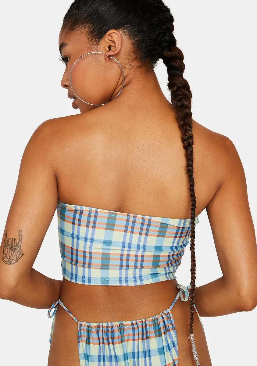 Colour Plaid Troya Tube Bikini Top-