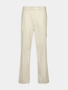 Cream Tapered Cotton Trousers