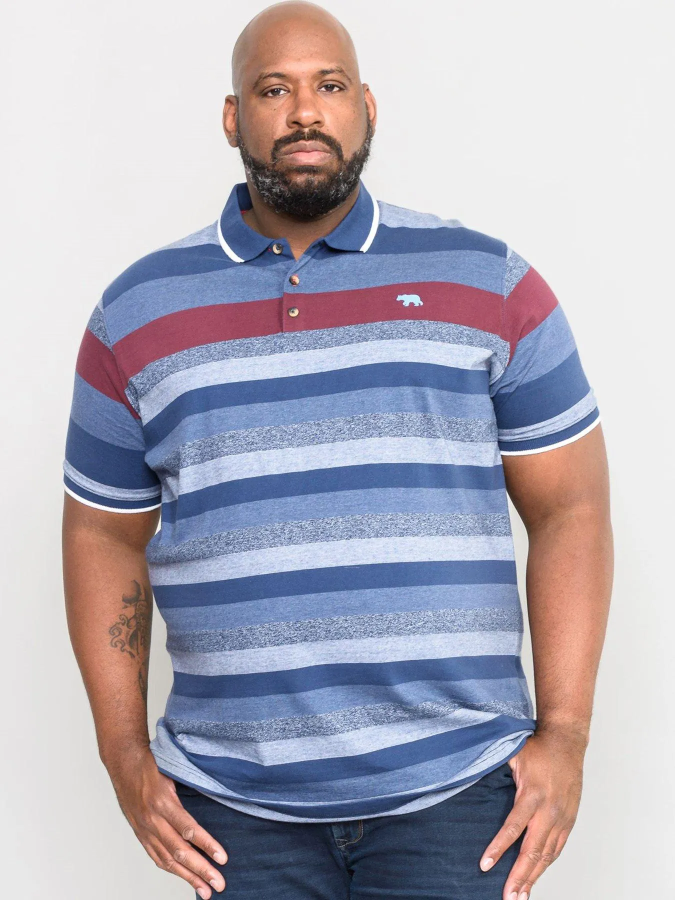 D555 Knightsbridge Jacquard Stripe Polo - Blue