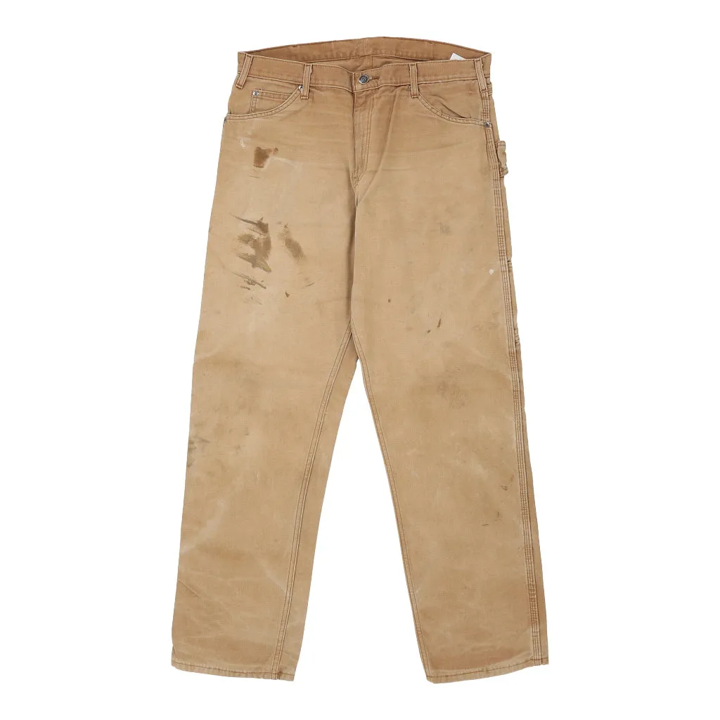 Dickies Carpenter Trousers - 34W 32L Beige Cotton