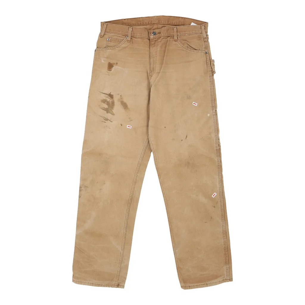 Dickies Carpenter Trousers - 34W 32L Beige Cotton