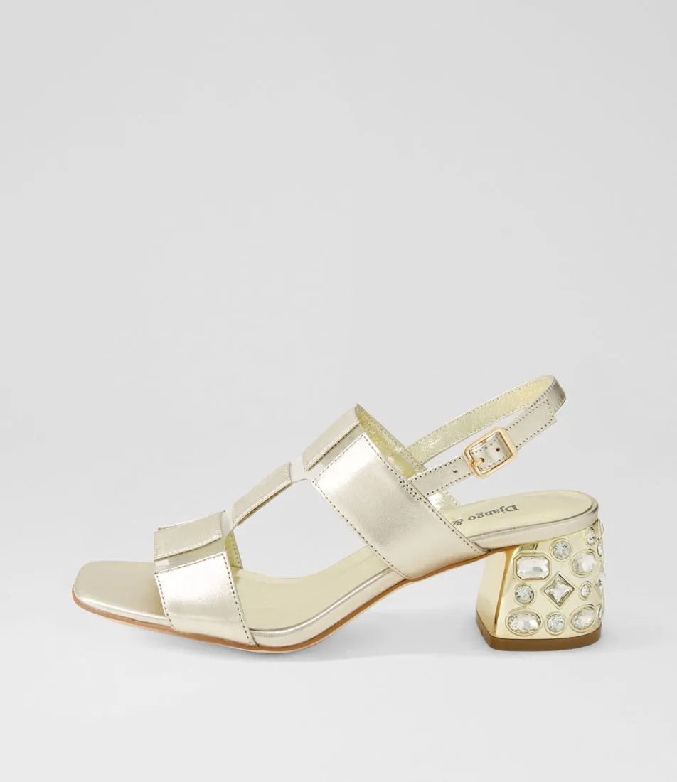 DJANGO & JULIETTE Pando Pale Gold Clear Leather Vinylite Sandals