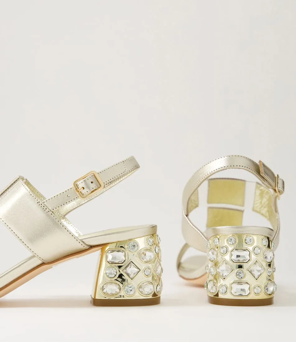 DJANGO & JULIETTE Pando Pale Gold Clear Leather Vinylite Sandals