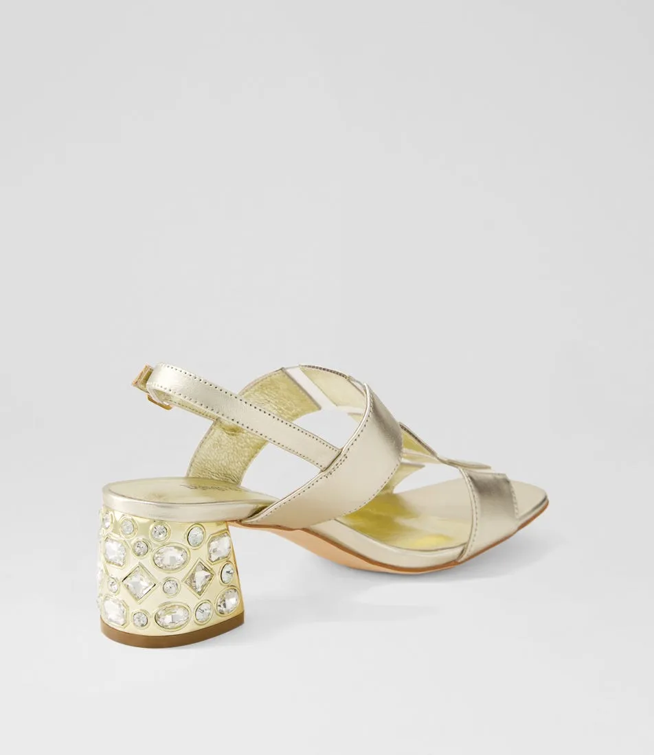 DJANGO & JULIETTE Pando Pale Gold Clear Leather Vinylite Sandals