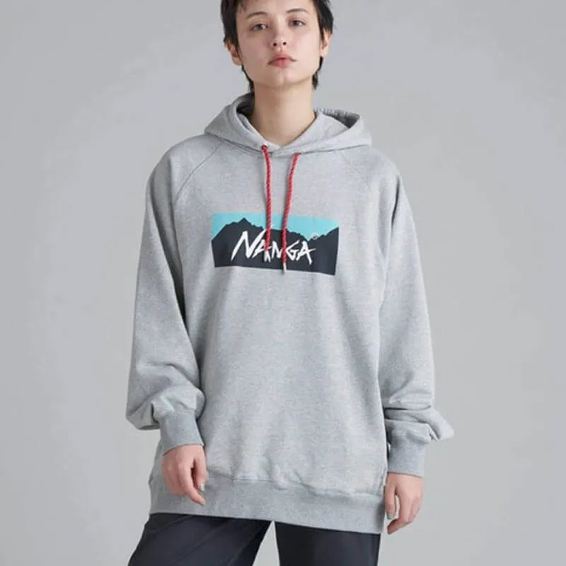 Eco Hybrid Box Logo Hoodie - Light Grey / Turquoise