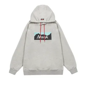 Eco Hybrid Box Logo Hoodie - Light Grey / Turquoise