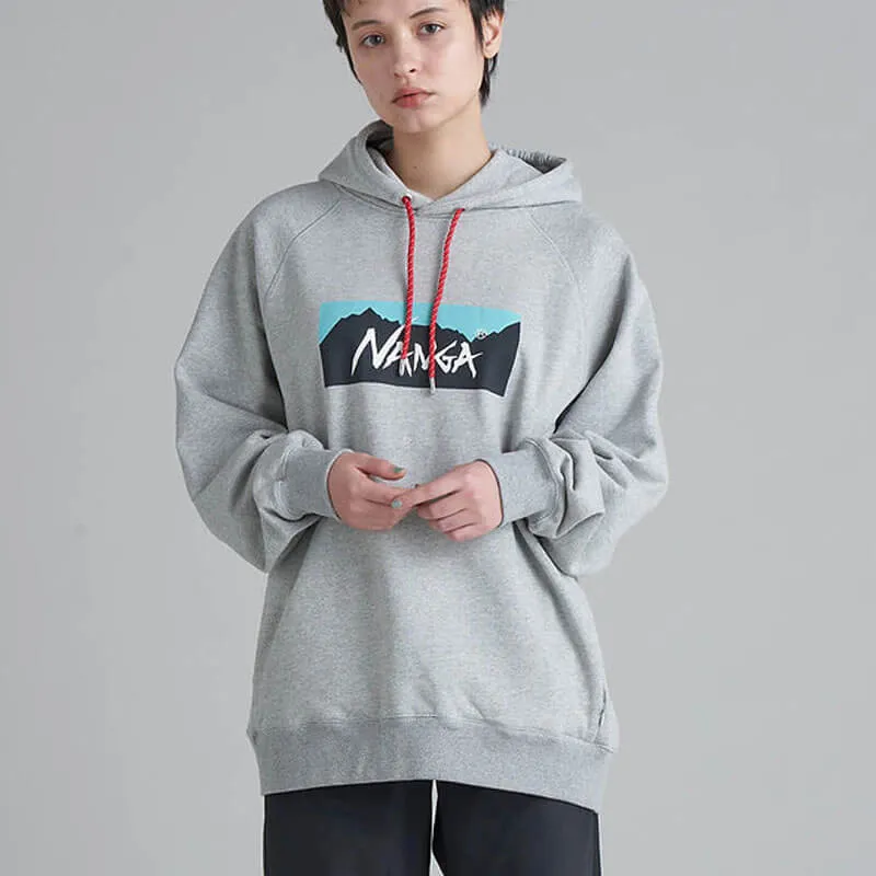 Eco Hybrid Box Logo Hoodie - Light Grey / Turquoise