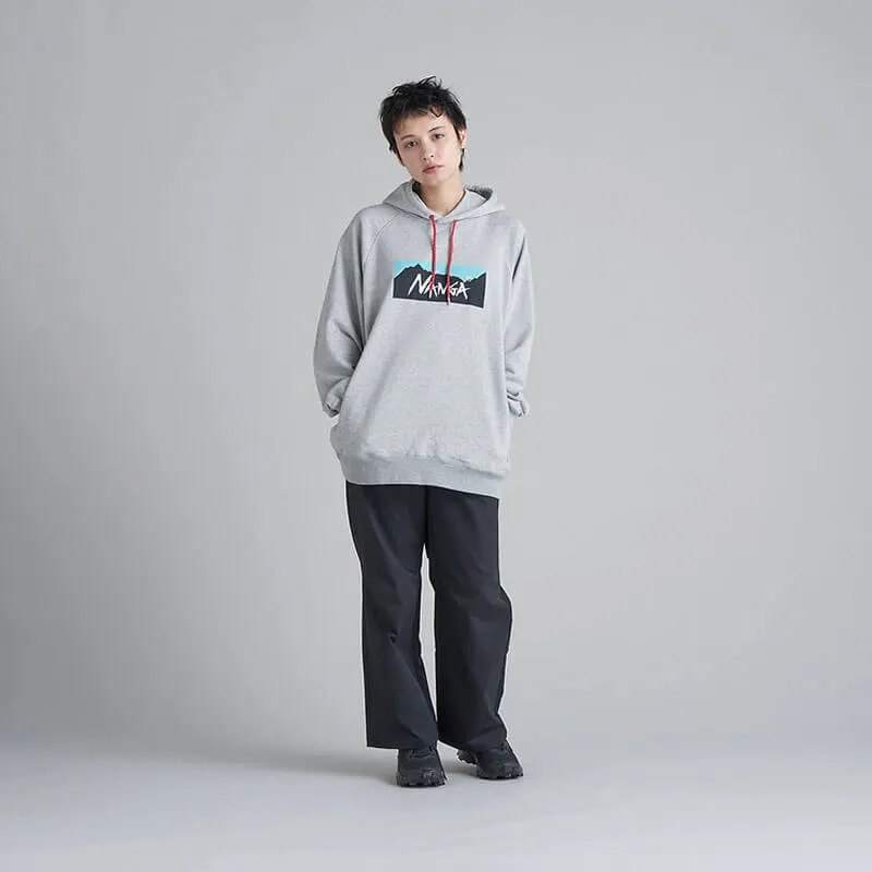 Eco Hybrid Box Logo Hoodie - Light Grey / Turquoise