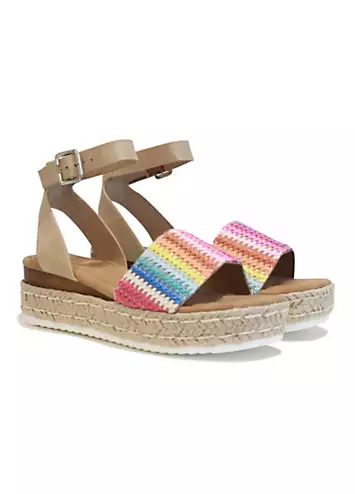 Fernley Multicoloured Strap Wedge Sandals by Linzi | Look Again