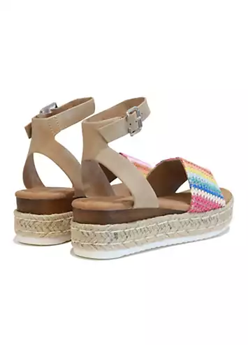 Fernley Multicoloured Strap Wedge Sandals by Linzi | Look Again