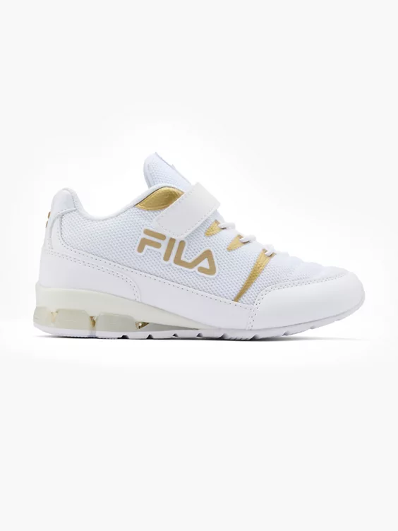 FILA  Junior White/Gold Velcro Trainers