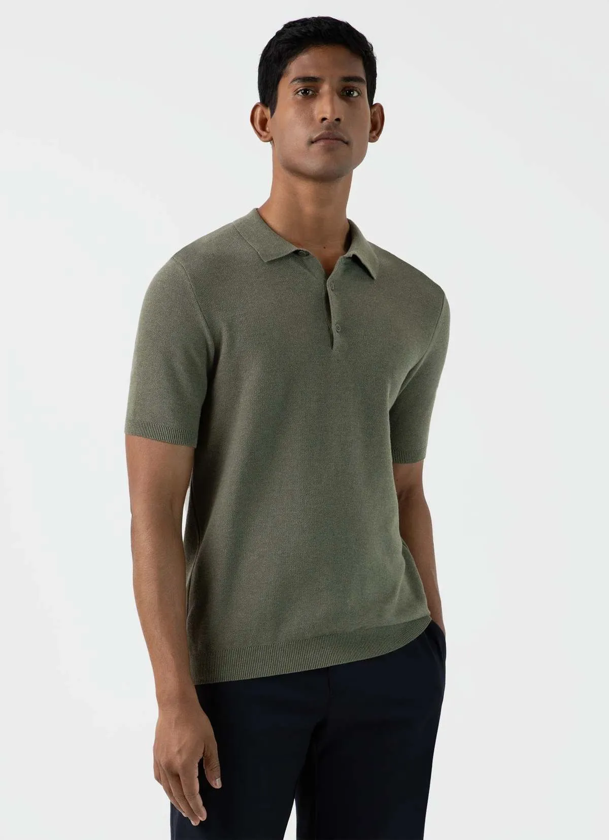 Fine Texture Polo Shirt - Pale Khaki