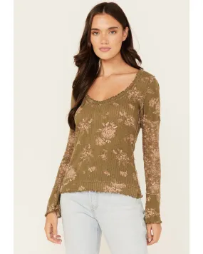 Free People Women's Clover Printed Thermal Long Sleeve Shirt