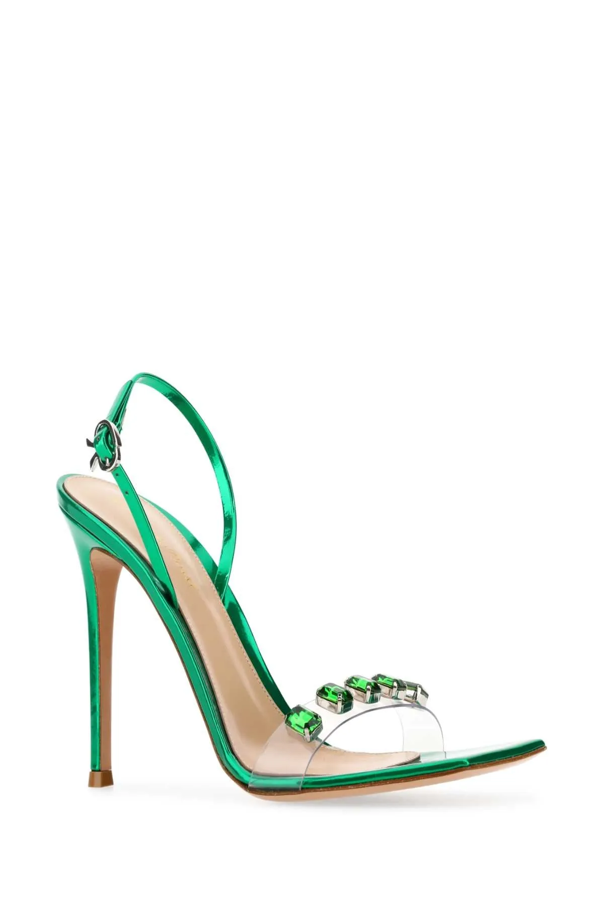 Gianvito Rossi Green Leather And Pvc Ribbon Candy Sandals