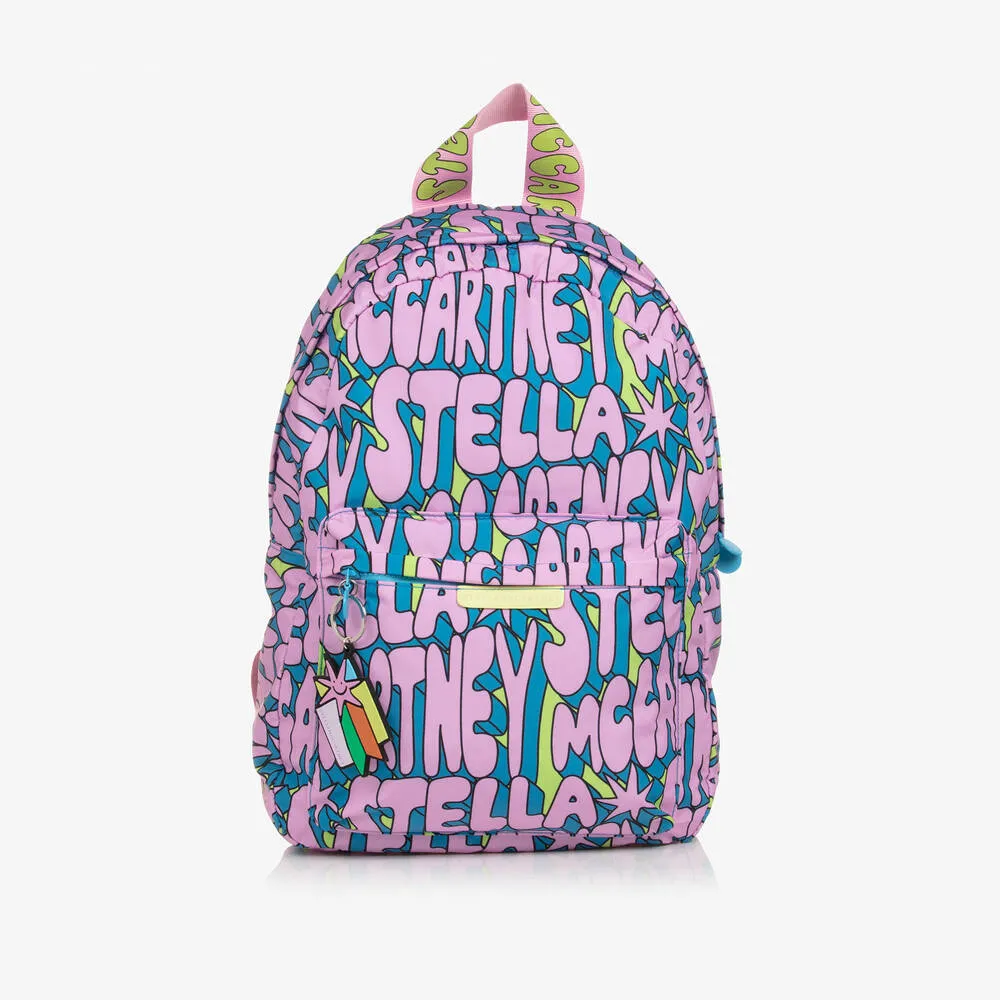 Girls Blue & Pink Logo Print Backpack (40cm)