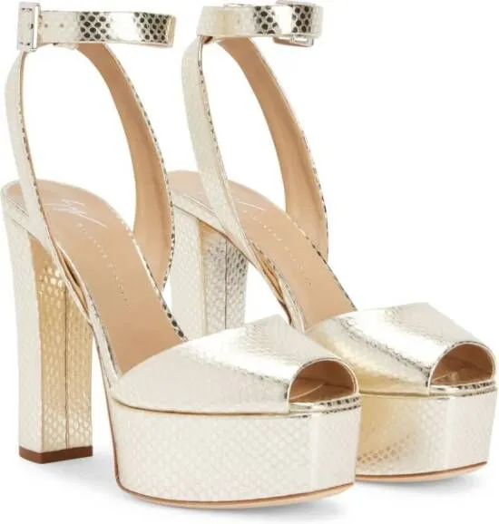 Giuseppe Zanotti Betty 120mm python-print sandals Gold