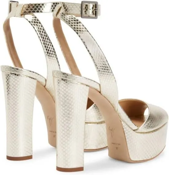 Giuseppe Zanotti Betty 120mm python-print sandals Gold