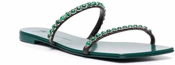 Giuseppe Zanotti gemstone-embellished open-toe sandals Green