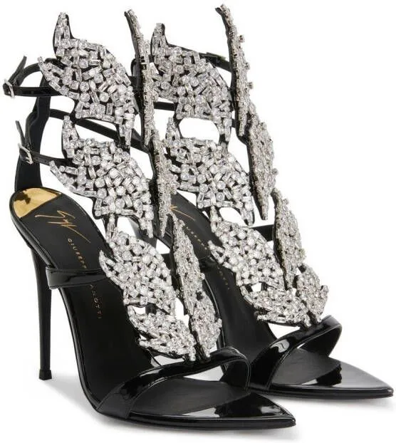 Giuseppe Zanotti Intriigo Flame crystal 105mm sandals Black