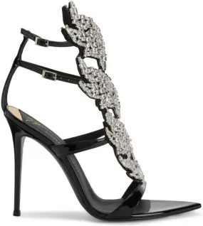 Giuseppe Zanotti Intriigo Flame crystal 105mm sandals Black