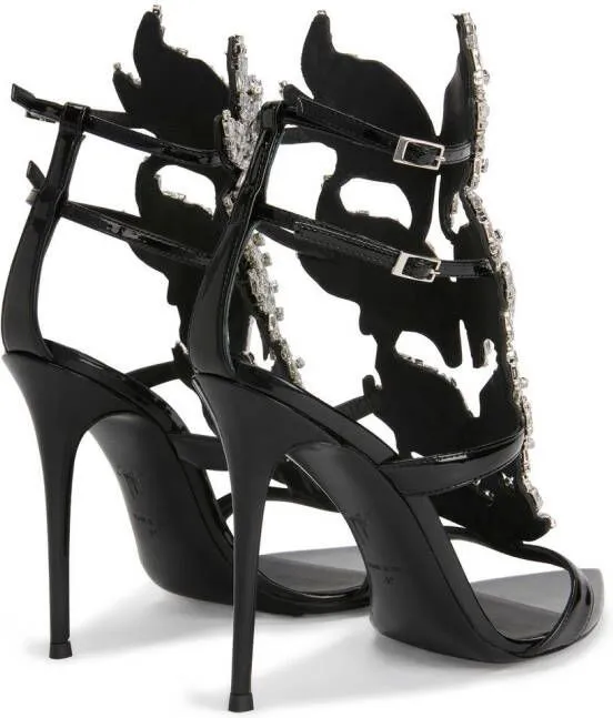 Giuseppe Zanotti Intriigo Flame crystal 105mm sandals Black